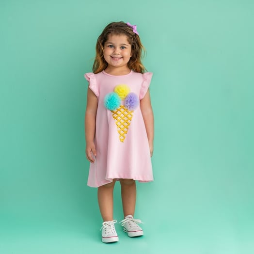 Bebeğim ve Ben Elbise - Pembe Ice Cream - Görsel 5