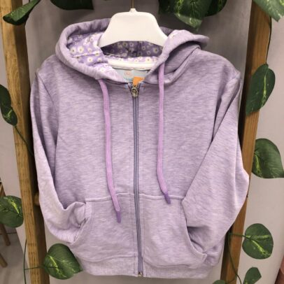 Kapişonlu Fermuarlık Lila Kız Çocuk Ceket