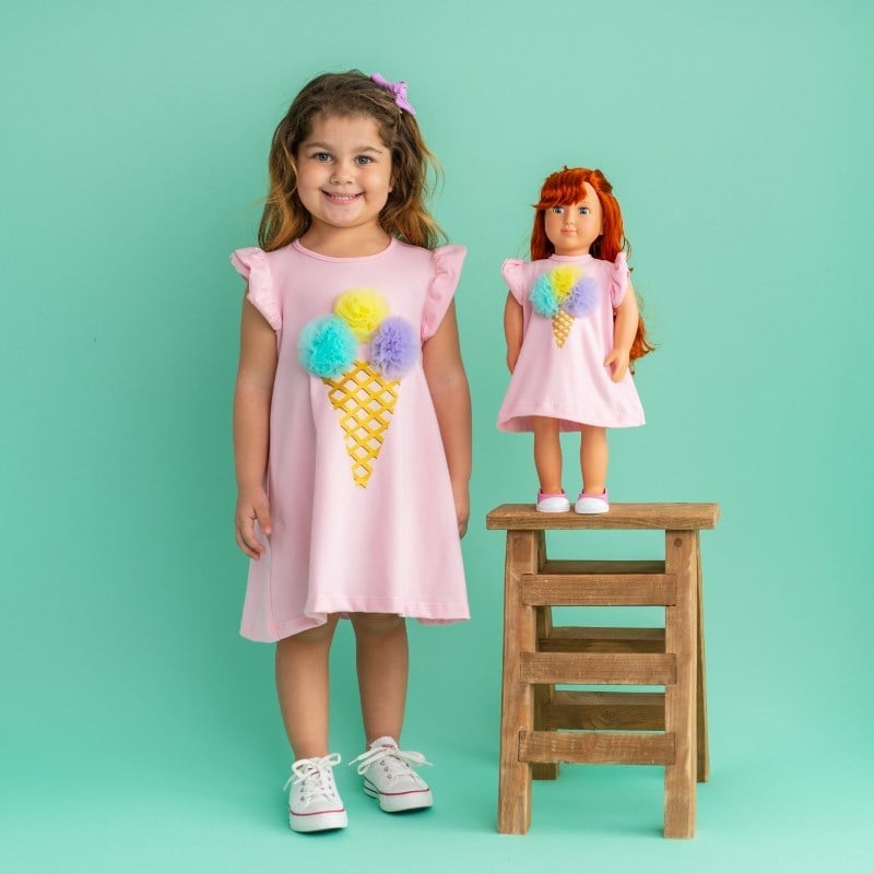 Bebeğim ve Ben Elbise - Pembe Ice Cream